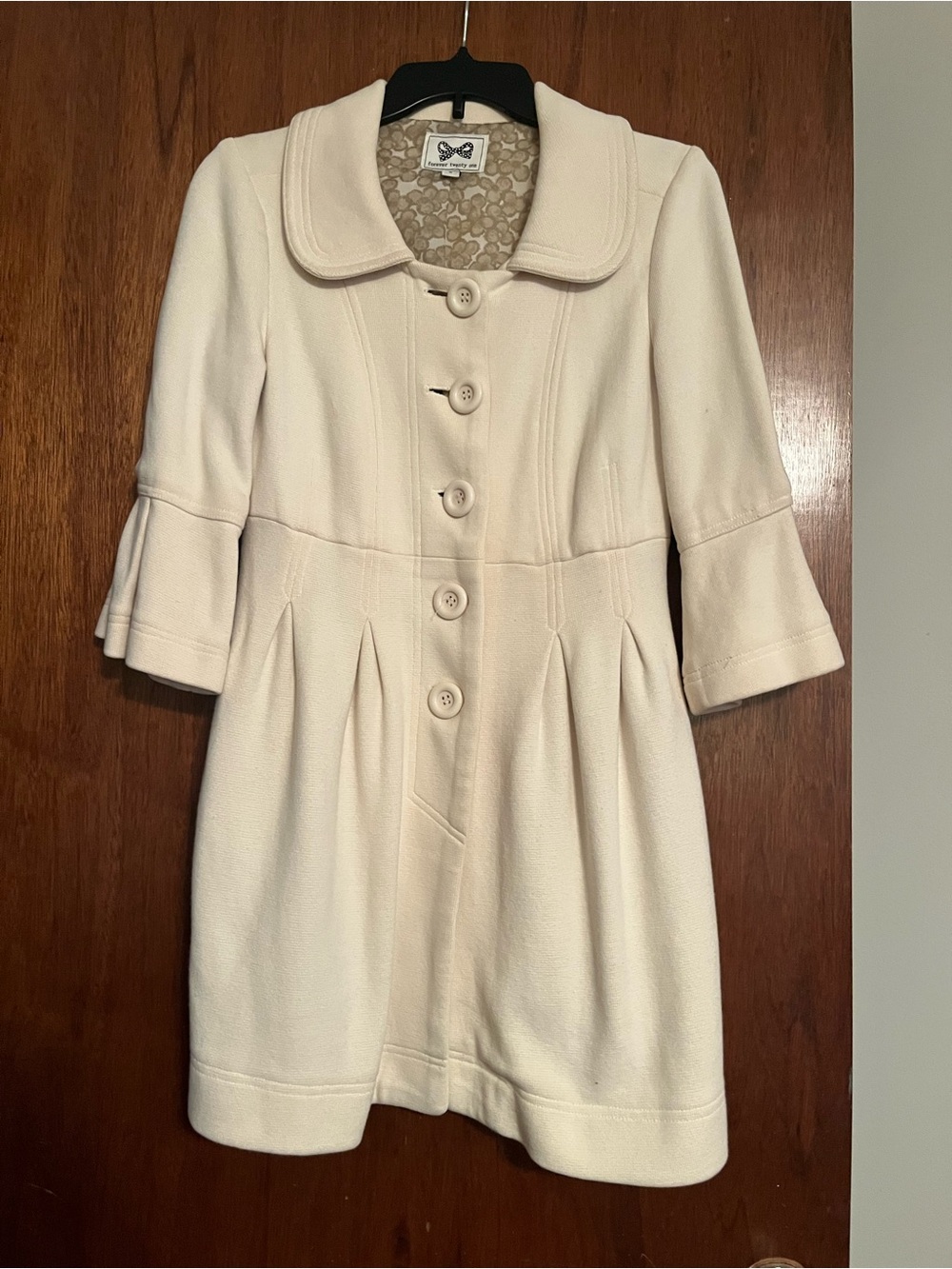 Forever 21 Cream Fit-and-Flare Button Front Dress